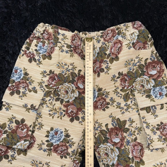 Daisy Pants Womens Large Beige Cargo Floral Tapestry Multi Pocket Adjustable - Picture 7 of 14